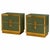 Olive green glass gives these Italian nightstands an earthy colour palette, contrasted by crisp polished brass detailing....