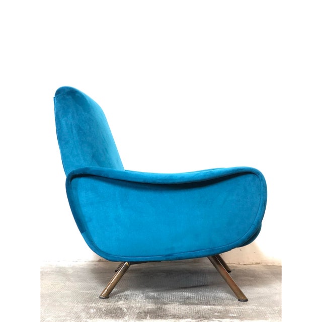 Metal Cobalt Blue Lady Armchair by Marco Zanuso for Arflex, Italy, 1955 For Sale - Image 7 of 14