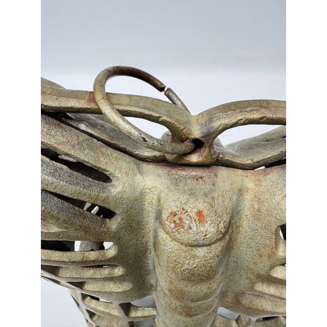 Vintage Cast Iron Butterfly Table Lamp Openwork Accent Light Shadow Casting For Sale - Image 9 of 12