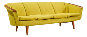 Johannes Andersen Style Mid Century Norwegian Teak and Wool Sofa