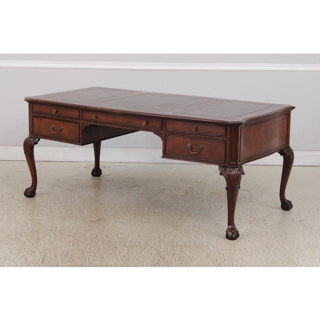 Queen Anne Sligh Limited Edition Leather Top Desk For Sale - Image 3 of 18