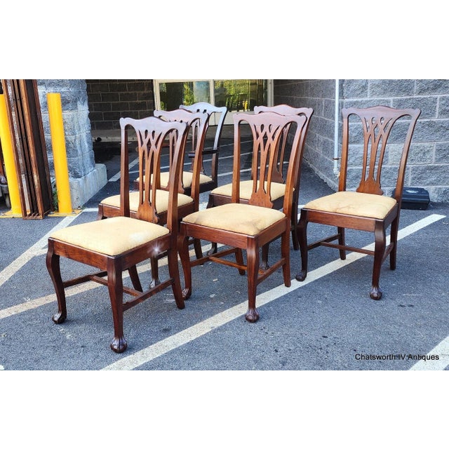 Set 6 Antique Solid Mahogany Chippendale Style Dining Room Chairs, C1900 For Sale - Image 10 of 11