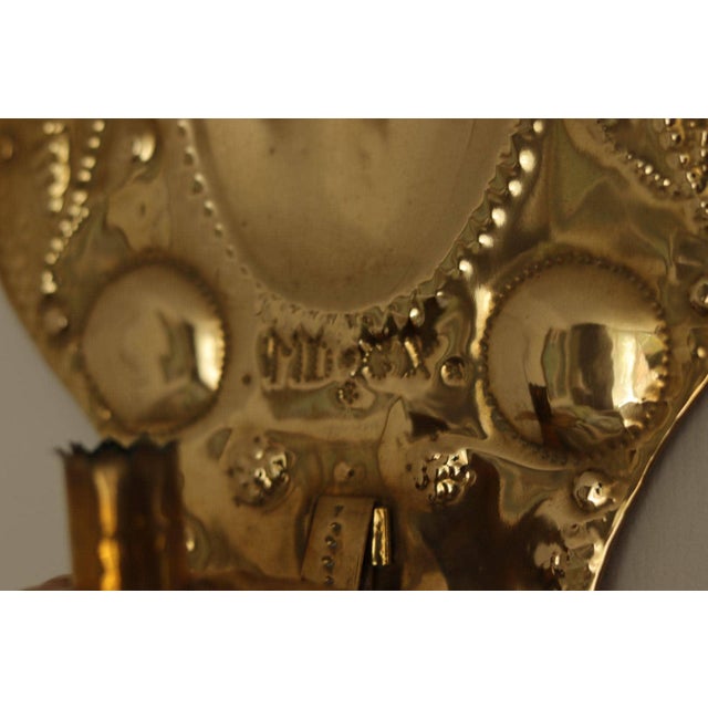 Mid-Century Baroque Swedish Brass Sconces For Sale - Image 4 of 18