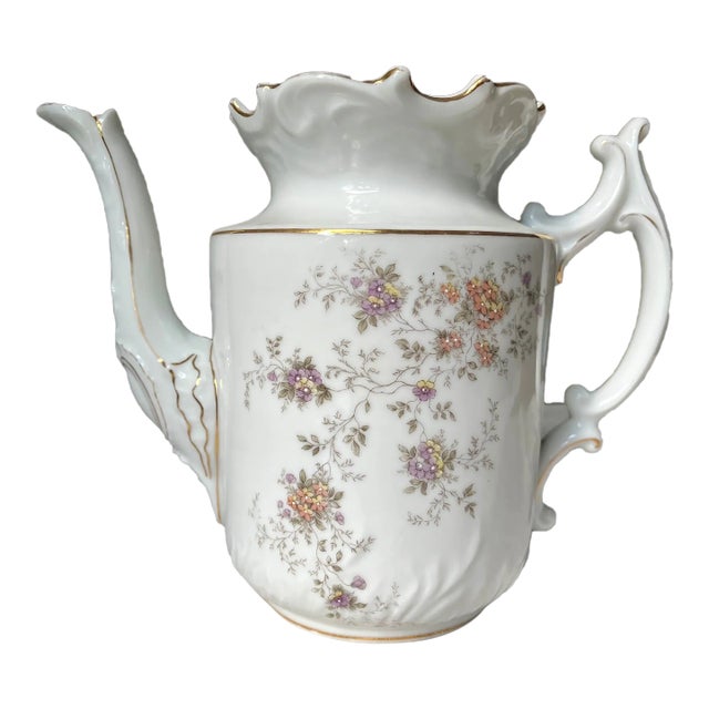 Early 20th Century Floral Motif Porcelain Tea Pot After Rc Rosenthal; No Lid For Sale