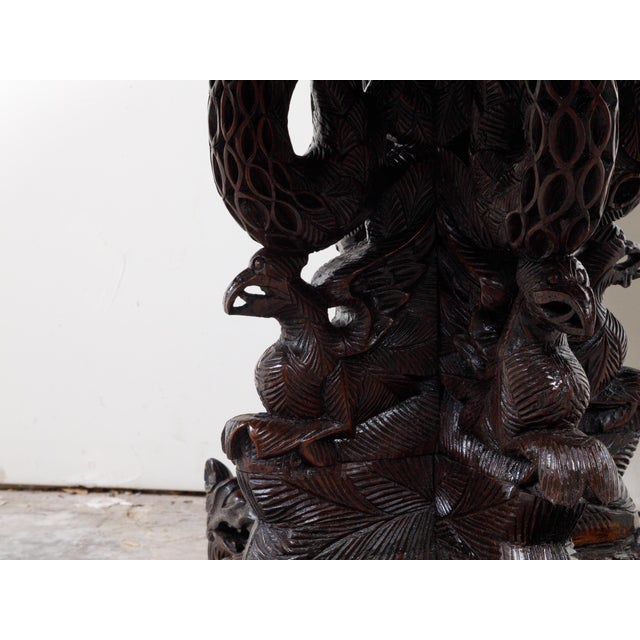 19th Century Burmese Hand-Carved Side Pedestal Table with Mythical Animals For Sale - Image 10 of 12