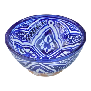 Mid 20th Century Blue-Patterned Moroccan Ceramic Decorative Bowl