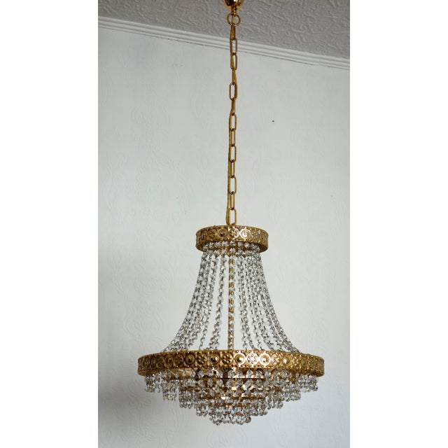 Crystal and 24k Gold Plated Chandelier from Sölken Leuchten, 1970s For Sale - Image 13 of 14