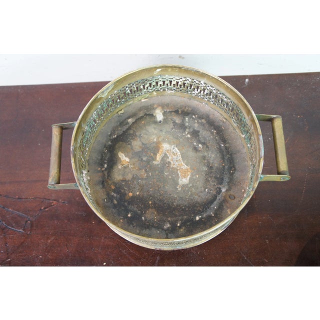 Metal Antique French Victorian Reticulated Round Brass Foot Warmer Burner 11" For Sale - Image 7 of 11