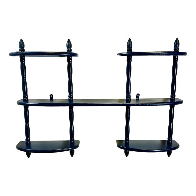 Mid-Century Boho Chic Traditional Wood Display Wall Mounted Shelf For Sale