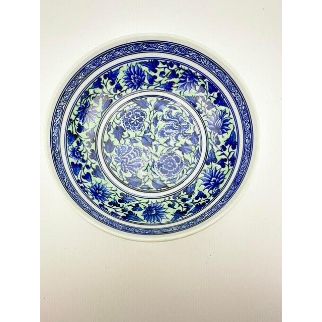 Chinoiserie Vintage Blue, White and Celadon Green Chinoiserie Bowl For Sale - Image 3 of 5