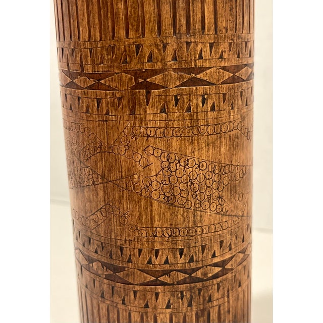 Brown Circa 1900 Antique Indonesian Karo Batak Etched Bamboo Lime Container For Sale - Image 8 of 10