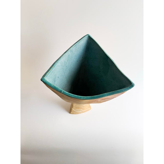 Signed Sculptural Marbled Stoneware Vase For Sale - Image 10 of 12