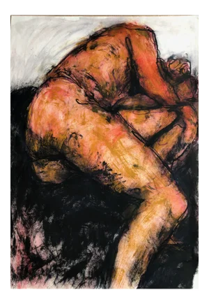 Angela Lyle "Sleeping Man" Contemporary Mixed Media on Paper 2019