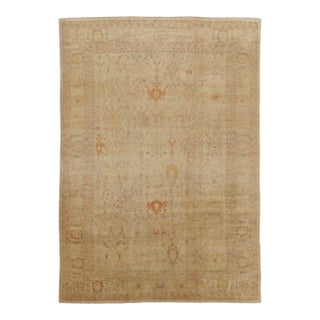 Rug & Kilim’s Oushak-Inspired Oversized Rug in Beige & Gold Floral Pattern For Sale