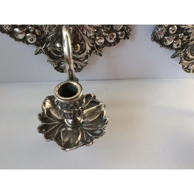 Antique Silvered Bronze Candle Wall Sconces For Sale - Image 4 of 6