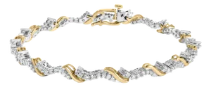 10K Yellow and White Gold 2.00 Cttw Diamond "S" Link 7" Bracelet (H-I Color, I2-I3 Clarity)