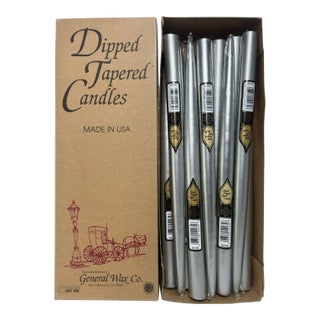 General Wax Co. Dipped Tapered Candles, Silver, 1 Dozen, 12 In., No. 5412 (Nib) For Sale