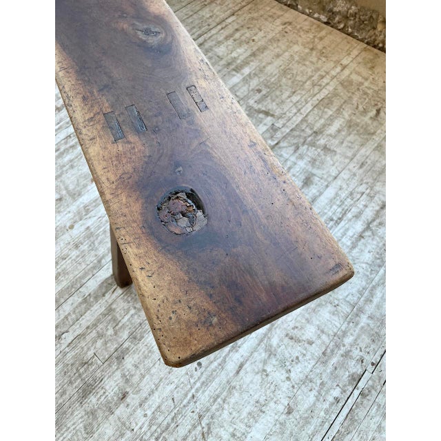 Brown Vintage Walnut Bench, 1950s For Sale - Image 8 of 18