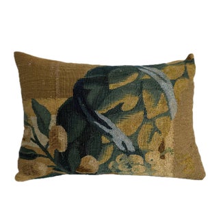 17th Century Antique Flemish Botanical Foliage Tapestry Pillow For Sale