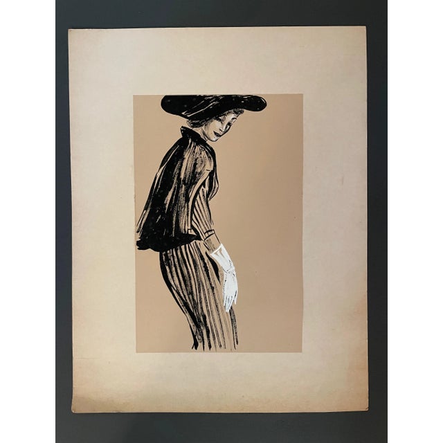 Mid 20th Century Figurative Fashion Mixed-Media Illustration For Sale In San Francisco - Image 6 of 6