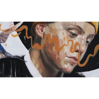 Common Thread 3 by Stefan Smit | Oil on Panel Portrait of a person with abstract elements. For Sale