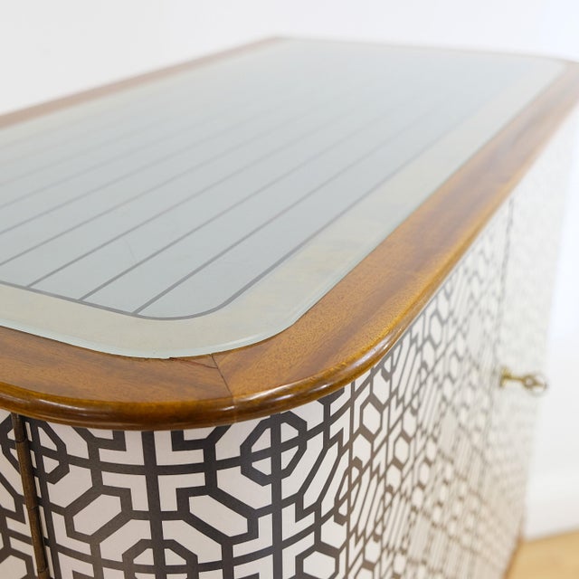 Fantastic vintage bar cabinet with professional decoupage. New led light inside. Vintage Scandinavian Modern Bar Cabinet /...