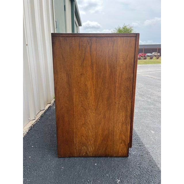 1960s Dixie 9-Drawer Brutalist Walnut Triple Long Dresser For Sale - Image 10 of 12
