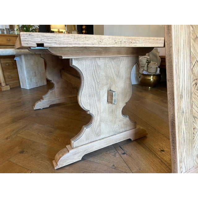 Vintage Oak Trestle Dining Table For Sale - Image 10 of 10