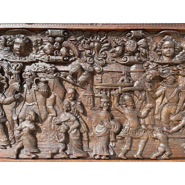 Wood Bas Relief in Carved Oak, 1500s For Sale - Image 7 of 13