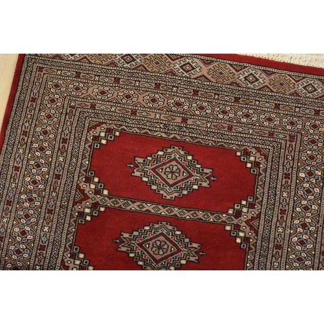 Bokhara Jaldar Rug 3’1” X 4’10” Red Wool Tribal Hand-Knotted Oriental Carpet For Sale In Philadelphia - Image 6 of 11