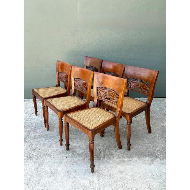 Vintage Bauer Wood and Cane Dining Chairs - Set of 6 For Sale In West Palm - Image 6 of 12