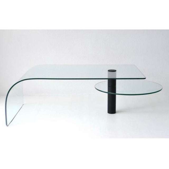 Glass 1970s Post-Modern Two-Tier Waterfall Edge Glass Cocktail Table For Sale - Image 7 of 11