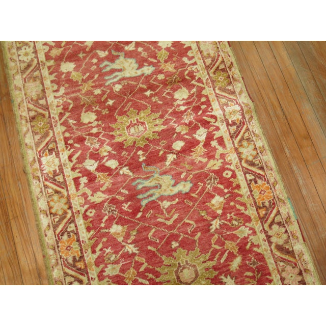 Late 20th Century Red Turkish Animal Pictorial DecorativeRunner - 3' x 11'5" For Sale - Image 4 of 6