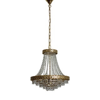Crystal and 24k Gold Plated Chandelier from Sölken Leuchten, 1970s For Sale