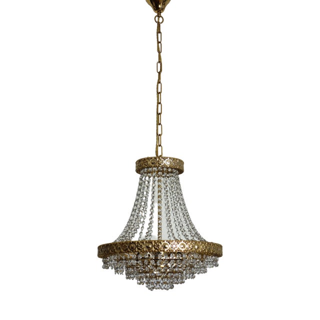 Crystal and 24k Gold Plated Chandelier from Sölken Leuchten, 1970s For Sale