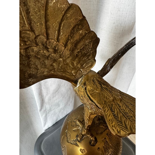 American Vintage Brass Eagle on Globe Sculpture For Sale - Image 3 of 12