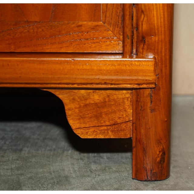 Gold Chinese Elm Bedside Tables with Butterfly Handle, Set of 2 For Sale - Image 8 of 18