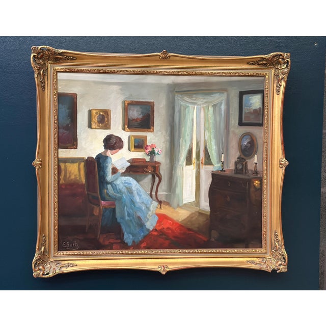 Edith Gert, Woman Reading, 1960s, Oil on Canvas, Framed For Sale - Image 14 of 17