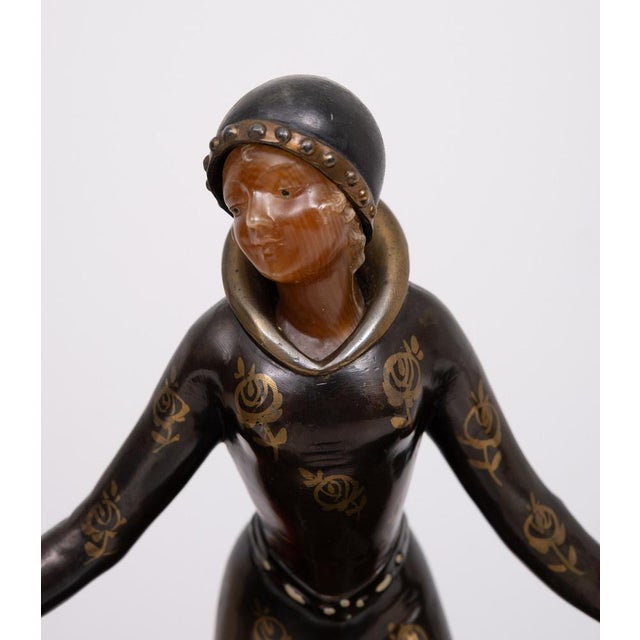 Metal Art Deco Sculpture of Woman with Greyhounds, France, 1930s For Sale - Image 7 of 18