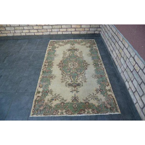 1960s Vintage Turkish Oushak Rug - 3′10″ × 6′9″ For Sale - Image 11 of 11