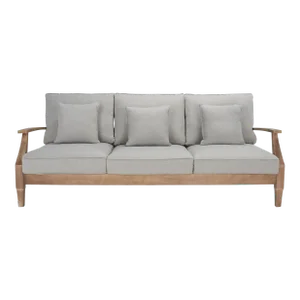 Martinique Wood Patio Sofa - Natural/Grey