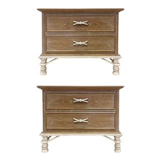 Vintage 1980s Lane Ceruse Finish Nightstands on Painted Iron Bases - a Pair For Sale