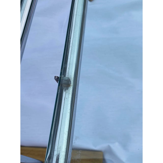 Mid-Century Modern Vintage Tubular Chrome & Glass End Tables with Floating Glass Tops- a Pair For Sale - Image 3 of 11