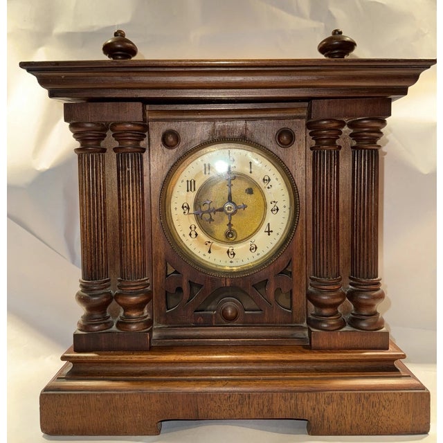 Traditional Antique German Mantel Clock For Sale - Image 3 of 10