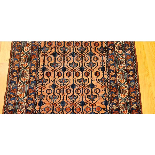 Antique Persian Malayer Area Rug, Hand-Knotted Wool, Geometric Pattern, 4x5, Red & Navy For Sale - Image 10 of 16