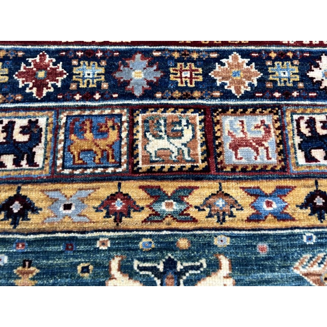 Folk Art Hand-Knotted Qashqai Style Pictorial Khorjin Runner, Camels and Lions, 2'9" X 15'10" For Sale - Image 3 of 9