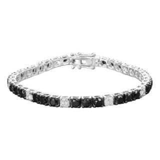 .925 Sterling Silver 12.0 Cttw Black and White Diamond Tennis Bracelet (I-J Color, I2-I3 Clarity) - 7.25" Inches For Sale