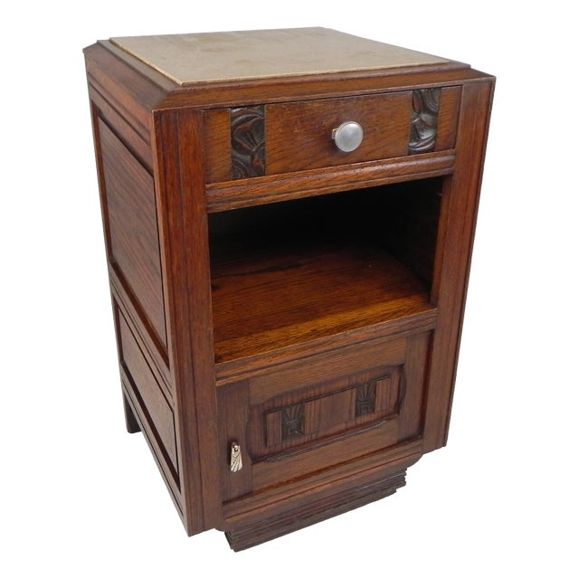 Art Deco Bedside Table with Marble Top, 1930s For Sale