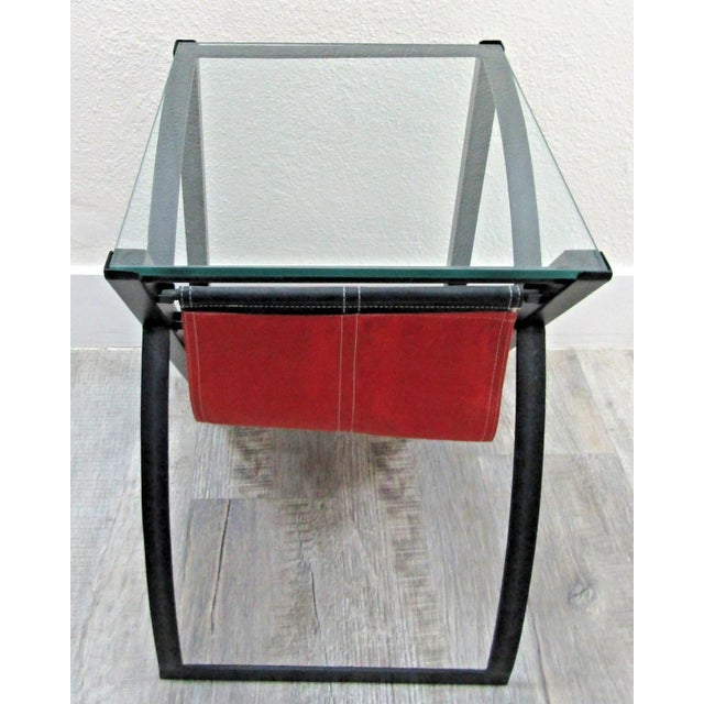 Mid-Century Modern Glass Top End Table Waterfall Magazine Rack Circa 1970s For Sale - Image 9 of 15
