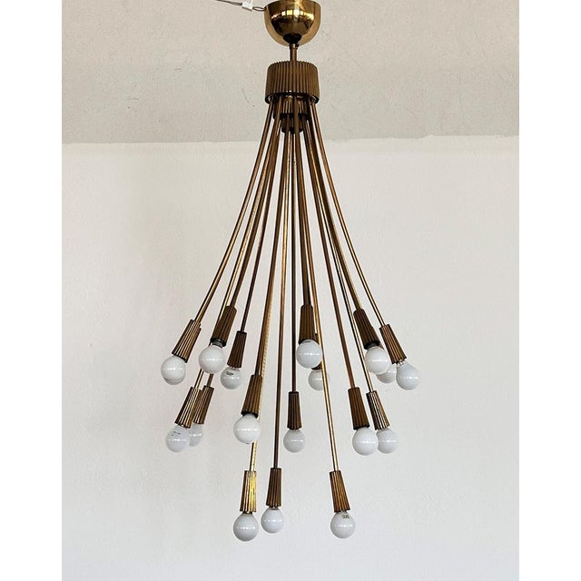 Italian Chandelier in Brass, 1970s For Sale - Image 9 of 16
